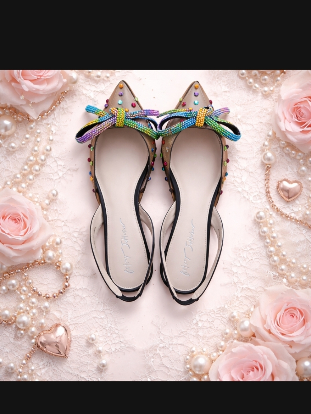Betsey Johnson PVC Flats With Bows Size 8